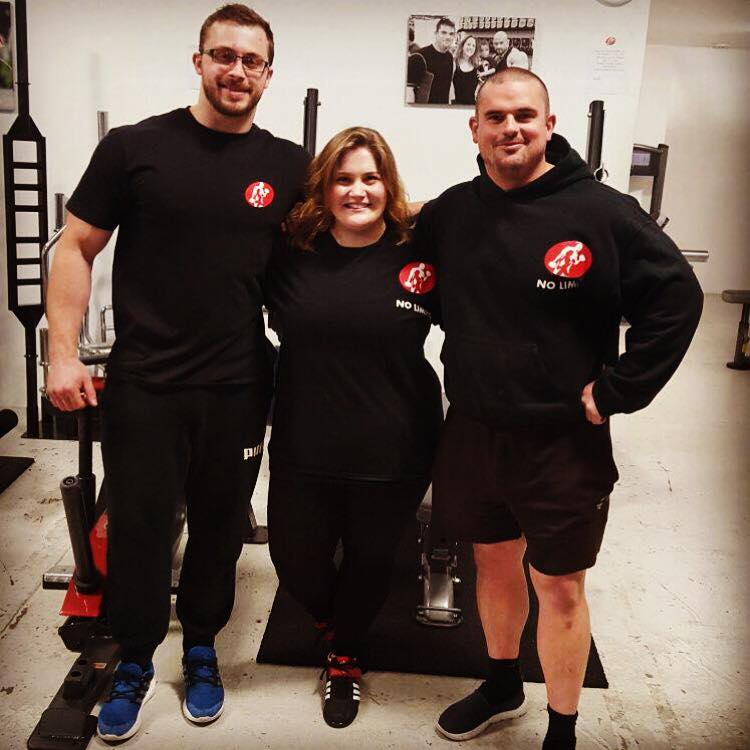Camille Holland (centre) With Coach RMPT - Strength Coach/Personal Trainer (left) and owner of House Of Fitness Mark Housden. (right)
