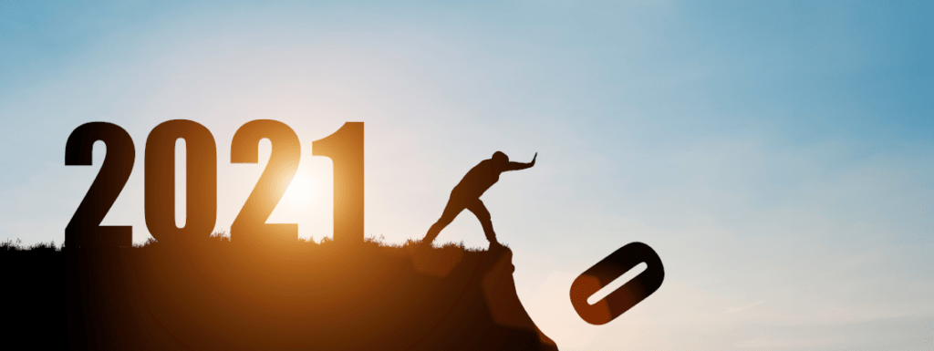 An graphic of 2020 changing to 2021