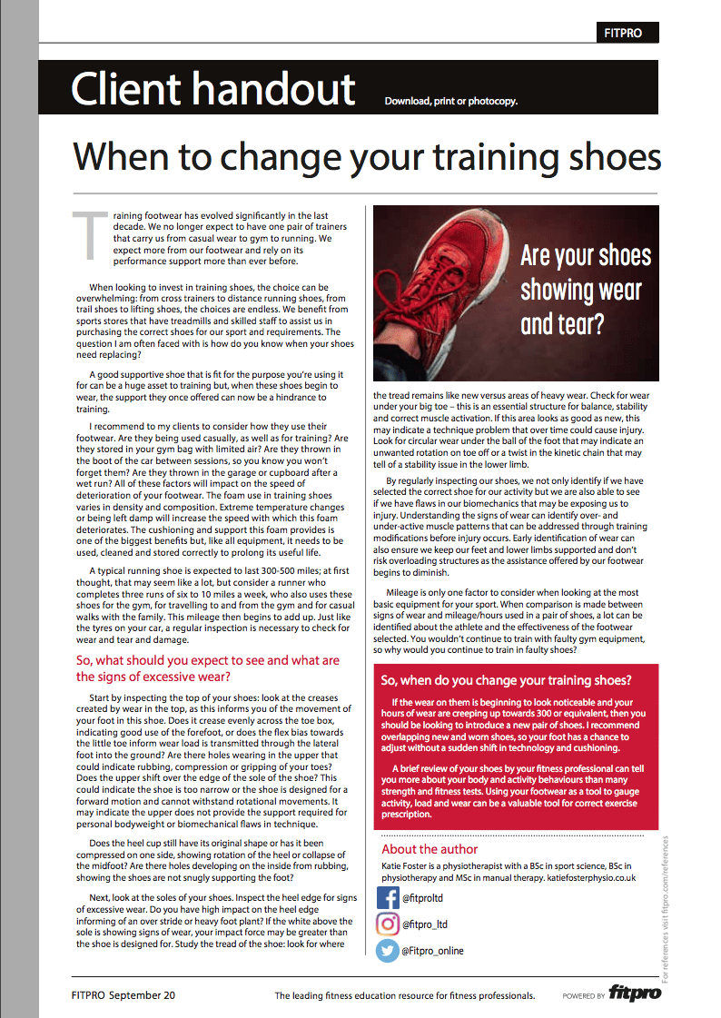 When to change your training shoes client handout