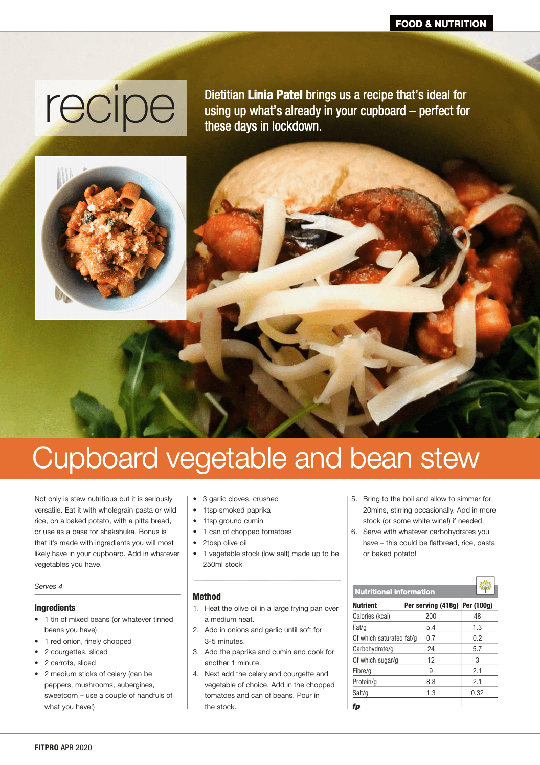 Cupboard vegetable and bean stew recipe