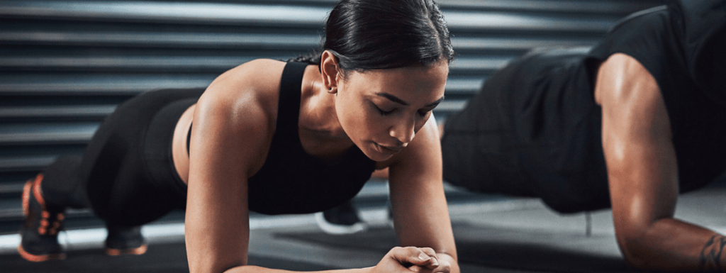 A woman doing the plank