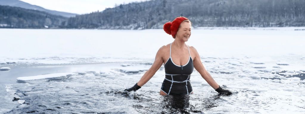A woman cold water swimming