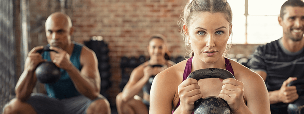 group training with dumbbells