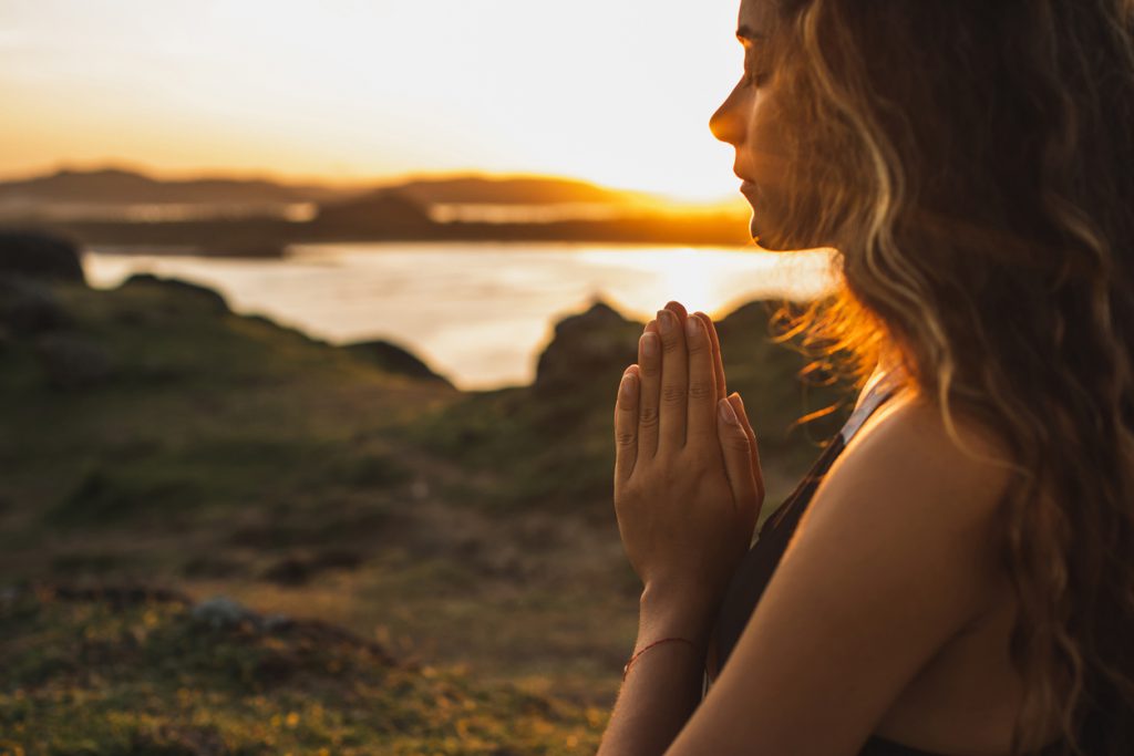 Yoga pose in the sunlight