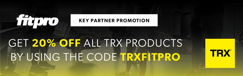 Banner showing unique code to get 20% off. Use the code TRXFITPRO