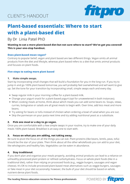 Plant-Based Eating - image of client handout