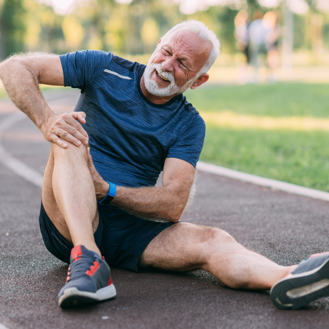 Prospective clients - Image of man sat on the floor with knee pain 