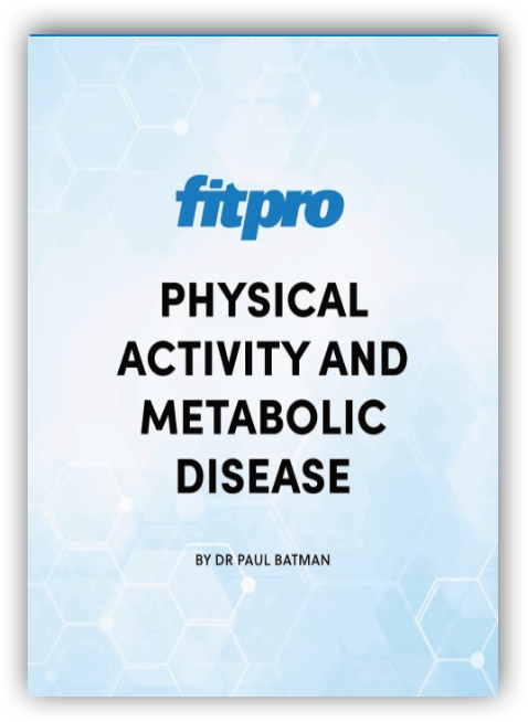 Blue poster. Text: Physical Activity and Metabolic Disease By Dr Paul Batman